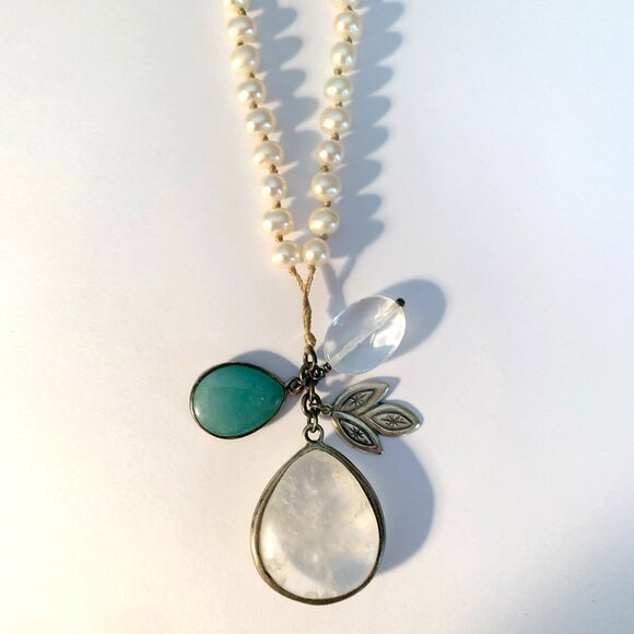 Silpada Oh-So-Pretty Pearl Quartzite Necklace N2108 with Box - Picture 3 of 5